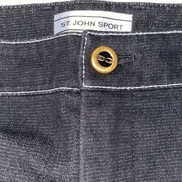 St. John Sport Black Denim Capri Pants With White Stitching 4 Pocket Size 12 - Picture 9 of 12